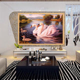 DIY 5D Full Diamond Embroidery Swans swimming Round Diamond Painting Cross Stitch Kits Diamond Mosaic Home Decoration
