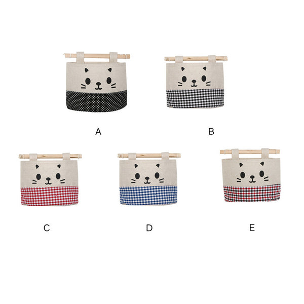 Retro Style and Water Proof Design New Cotton Cartoon Cat Hanging Storage Bag