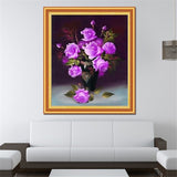 DIY 5D Diamonds Embroidery Purple Rose Vase Magic Cube Round Diamond Painting Cross Stitch Kits Diamond Mosaic