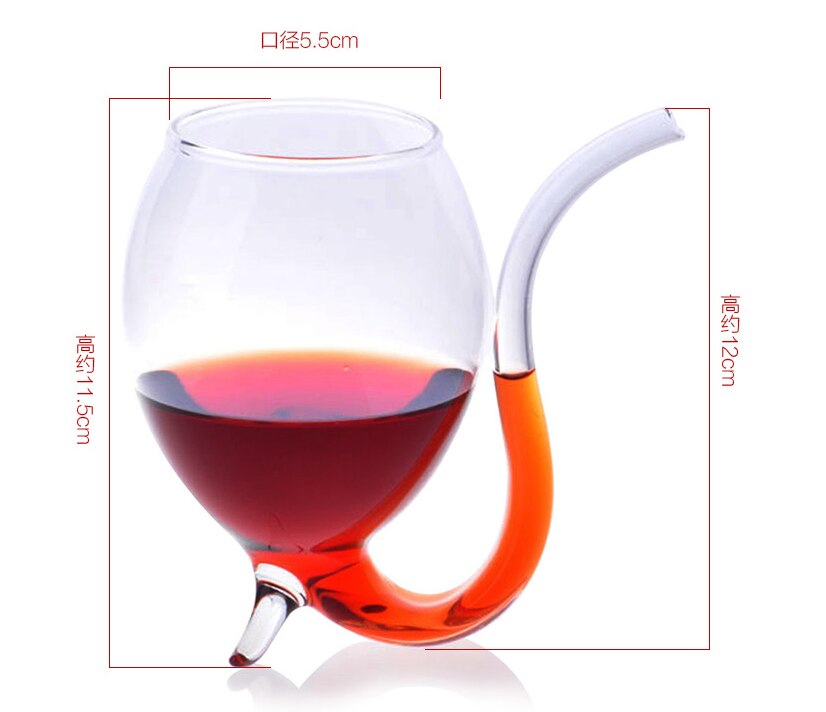 Special 300ml Red Wine Coffee Milk Mug with Straw Heat Resistant Tea Drink Mug Transparent Drinkware Perfect Craft Gift Secondary image