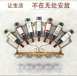 Modern Metal Wine Holder Rack for 7 Bottles Wall Mounted Wine Bottle Display Rack Glassware Storage Shelf for Whiskey Red Wine