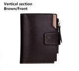 Elegant casual men's wallet vertical section multi-function card holder PU genuine multi-card buckle purse