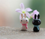XBJ058 Mini Rabbit 2pcs Animal Miniature Fairy Garden Decoration Doll House Terrarium Decor Ornament Toys