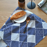 BZ800 table mats Tableware mats Pads Western Nordic napkin plaid fabrics linen table mat placemat Japanese style navy blue