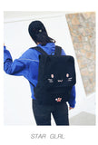 Women's Backpack Cute Cat Canvas Laptop Backpacks  School Bags for Teenage Girls Black Printing Rucksack Women Mochilas Mujer