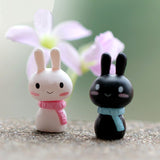 XBJ058 Mini Rabbit 2pcs Animal Miniature Fairy Garden Decoration Doll House Terrarium Decor Ornament Toys