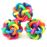CW027 Pet toy Dog Cat Toy Colorful Rubber Round Ball with Small Bell Novelty Toy free size Woven ball dog favorite