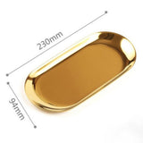New Colorful Metal Storage Tray Gold Oval Dotted Fruit Plate Small Items Jewelry Display Tray Mirror