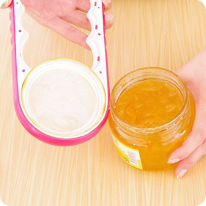 Creative Multifunction 1 pc 4 in 1 Gourd-shaped Can Opener Plastic + Rubber Jar Opener Screw Cap Jar Bottle Wrench