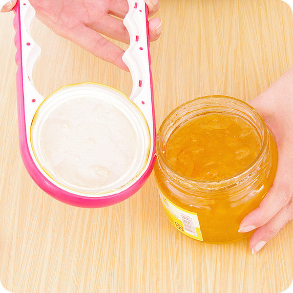 Creative Multifunction 1 pc 4 in 1 Gourd-shaped Can Opener Plastic + Rubber Jar Opener Screw Cap Jar Bottle Wrench