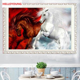 DIY 5D Partial Diamond Embroidery The horse Round Diamond Painting Cross Stitch Kits Diamond Mosaic Home Decor