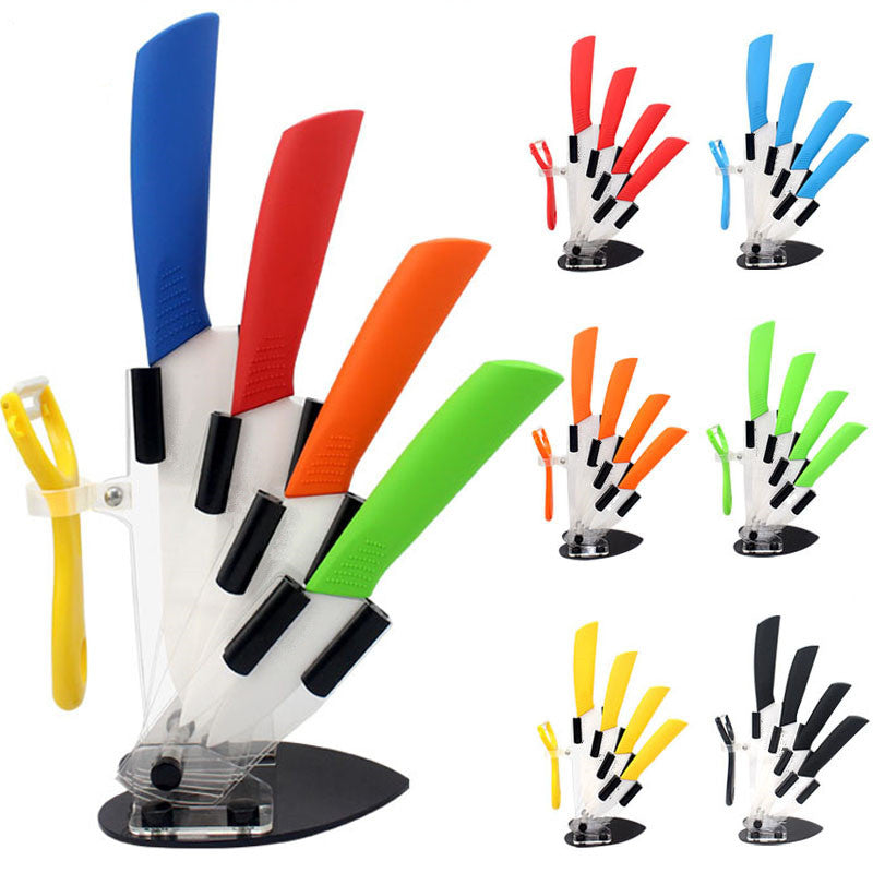 Ceramic Knife Set - 3 Knives & a Peeler - Multicolor