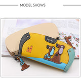 Fashion Cute Long Wallet Women PU Leather Cartoon Dog Wallets Lady Clutch 6 Colors Puppy Zipper Card Holder Female Change Purses