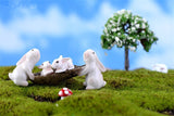XBJ143 Mini 10pcs Cute little white rabbit decoration supplies moss micro landscape deco  Garden deco Creative handicrafts