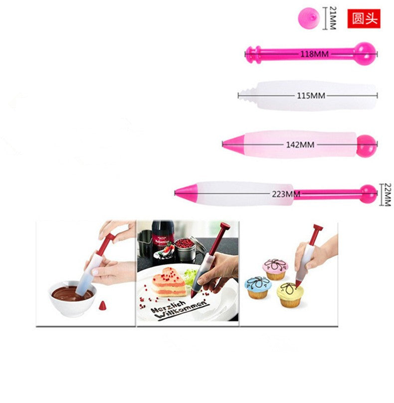 Kitchen Silicone Cake Cookie Pastry Icing Decorating Syringe Cream Chocolate Plate Pen