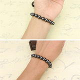 Unisex Luxury Slimming Bracelet Weight Loss Round Black Stone Magnetic Therapy Bracelet Health Care 1PCS