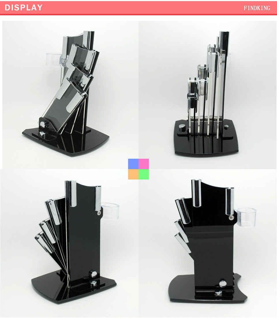 Beautiful acrylic kitchen ceramic knife holder, kitchen knife stand block for 3'' 4'' 5'' 6'' knives with one peeler