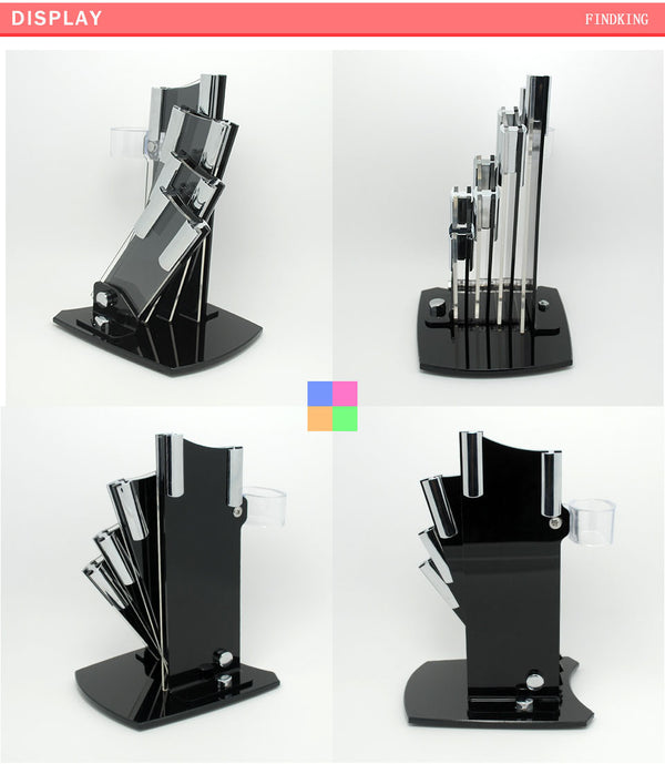Beautiful acrylic kitchen ceramic knife holder, kitchen knife stand block for 3'' 4'' 5'' 6'' knives with one peeler