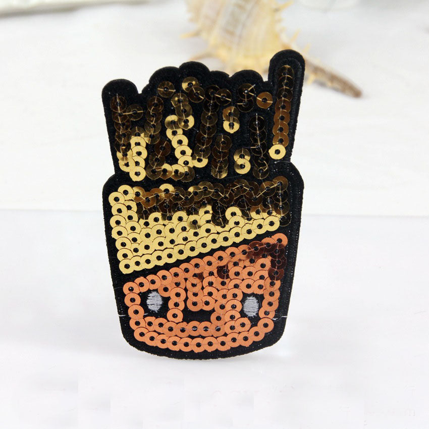 Cute Sequins Cartoon Fruit lip panda Patches embroidered patches for clothes wedding clothing DIY patchwork fabric