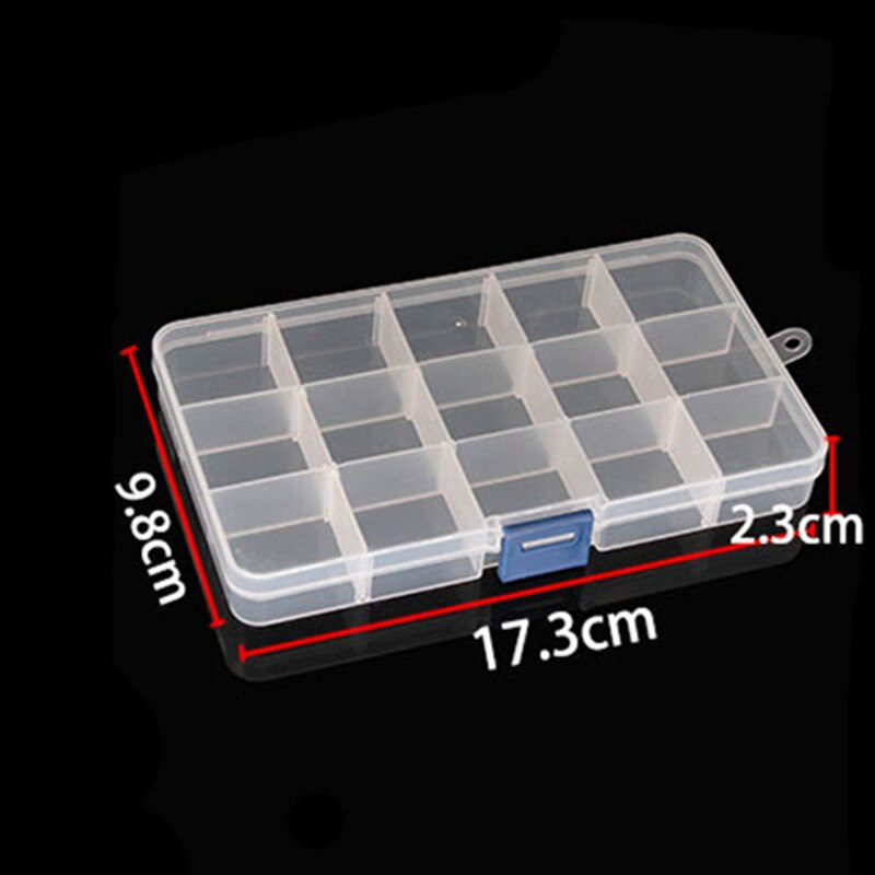 Practical Adjustable 10/15/24 Compartment Plastic Storage Box Jewelry Earring Bead Screw Holder Case Display Organizer Container