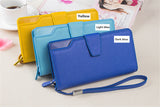 High-capacity candy-colored zipper wallet High quality Leather Handbag button Cross-shaped long section Wallets