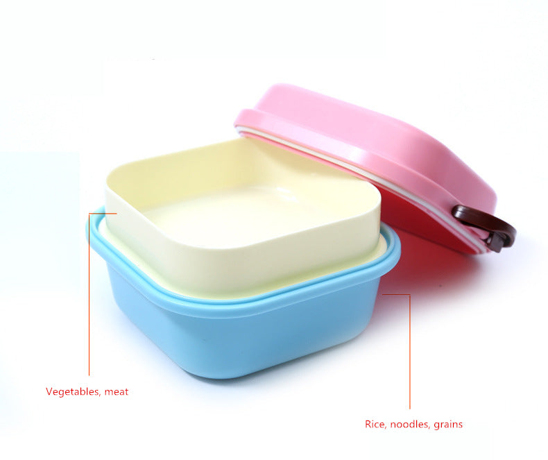 Creative Cartoon Kids Lunch Bento Box For Children Food Thermos Heated Container With 2 Food Divided Layers Kitchen Dining Tools