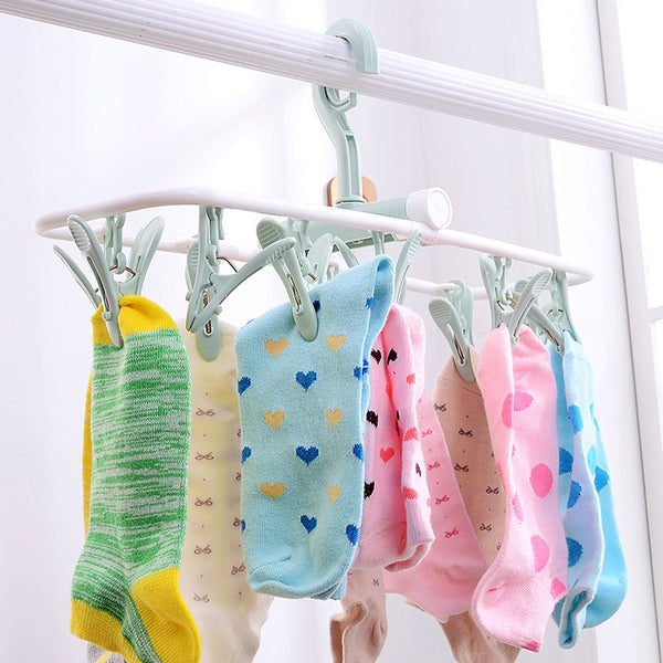 12 Clip Folding Drying Rack Underwear Socks Clip Multi-functional Clothes Rack Hot Sale High Quality New Patterns