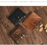 Double zipper bulk wallet anti-RFID steal fashion short casual men's wallet new genuine leather wallet