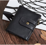Double zipper bulk wallet anti-RFID steal fashion short casual men's wallet new genuine leather wallet