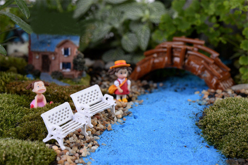 XBJ029 Mini Garden Ornament Miniature Park Seat Bench 2pcs Craft Fairy Dollhouse Decor DIY sand table model material