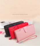 High-capacity candy-colored zipper wallet High quality Leather Handbag button Cross-shaped long section Wallets