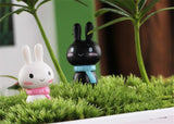 XBJ058 Mini Rabbit 2pcs Animal Miniature Fairy Garden Decoration Doll House Terrarium Decor Ornament Toys