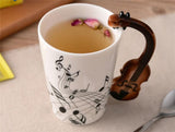 Creative Music Violin Style Guitar Ceramic Mug Coffee Tea Milk Stave Cups with Handle Coffee Mug Novelty Gifts