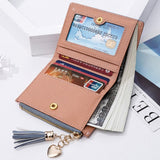 Tassels Zipper&Hasp Women Wallet For Coin Card Cash Invoice Fashion Lady Wallets Small Purse Short Solid Female Clutch Carteras