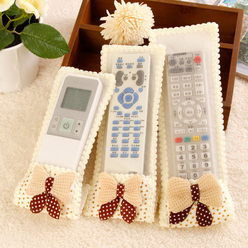 Bowknot 3Size TV Remote Control Case Air condition Control Cover Textile Protective Bag TV Air Condition Protector Main image