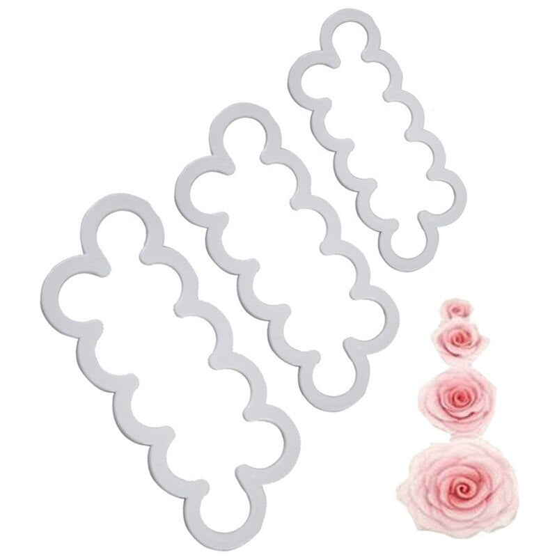 Cake Decorating Gumpaste Sugar Craft Easiest Rose Ever Cutter Fondant 3Pcs/Set Cookie Cutter Rose Flower Maker Main image