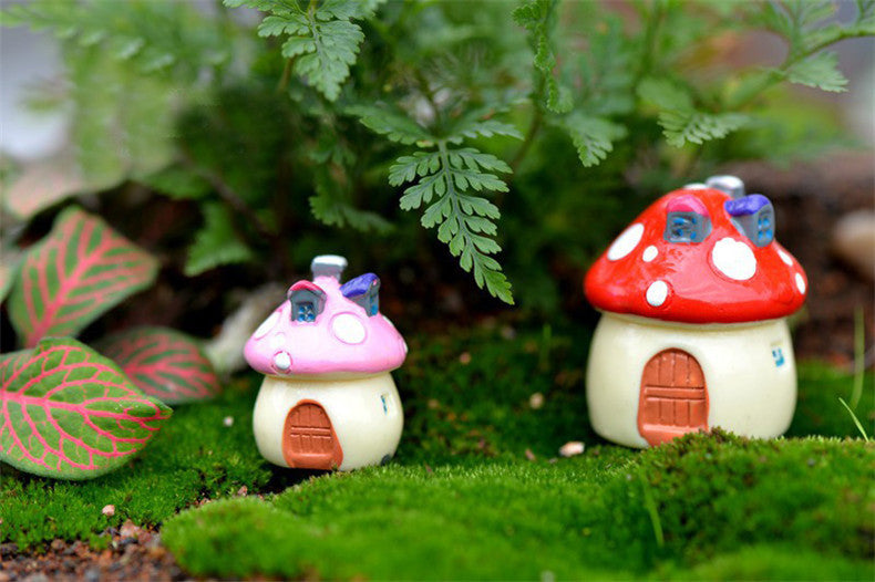 XBJ022 Kawaii Mini Mushroom House Garden Decoration Resin Crafts Garden Ornaments for Bonsai Micro Landscape Diy Craft