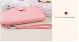 High-capacity candy-colored zipper wallet High quality Leather Handbag button Cross-shaped long section Wallets