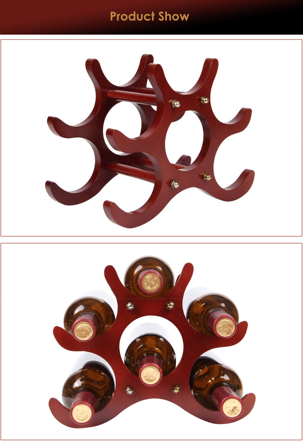 Creative Wooden Style Wine Rack 6 Pcs Wine Holders Wine Bottle Display Stand Organizer Bar Storage Racks