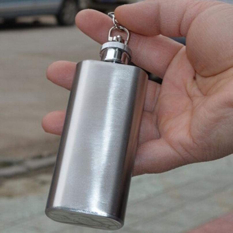AG 24 Mosunx Business Hot Selling 2oz Mini Stainless Steel Hip Flask Alcohol Flagon with Keychain Secondary image