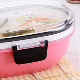 School Lunch Containers Plastic Oval Children Lunch Box for Food Double Tiers Portable Creative Containers for Food Storage
