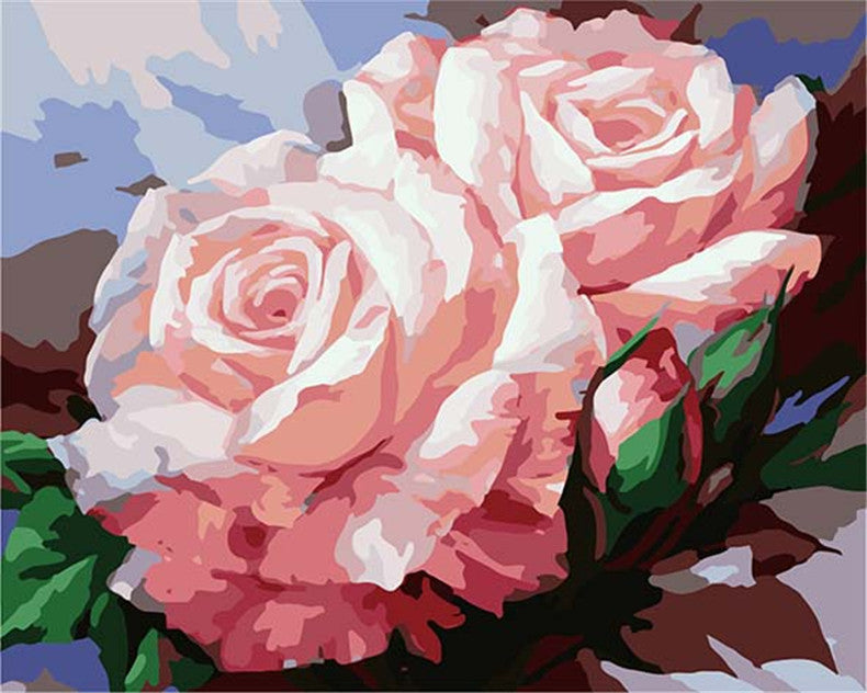 Blooming roses Digital Painting DIY Handpainted Oil Painting Budding Flowers by numbers oil paintings chinese scroll paintings