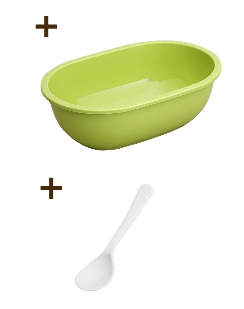 School Lunch Containers Plastic Oval Children Lunch Box for Food Double Tiers Portable Creative Containers for Food Storage