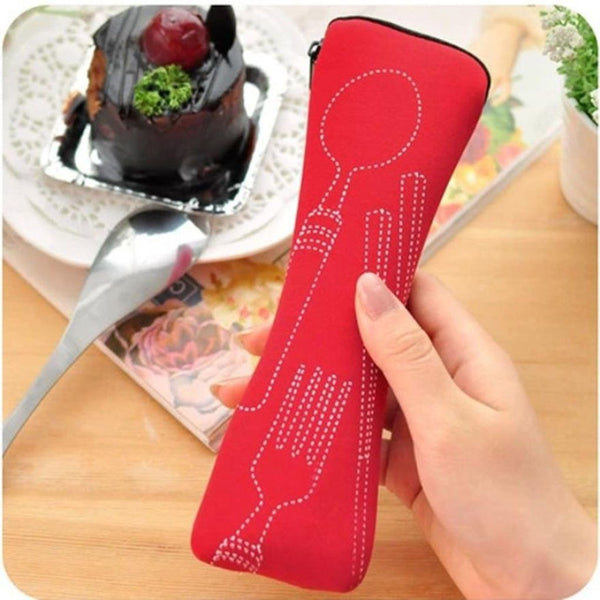 Travel accessories 1pcs popular 3x fork spoon stainless steel cutlery portable camping picnic bag