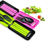 1 Set Portable Folding Travel Dinnerware Set Tableware Cutlery Fork For Traveling Camping Picnic Kids Adult for Bento Lunch DA