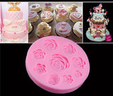3D Silicone 8 Mine Roses Craft Fondant DIY Chocolate Mould Cake Decoration Candy Soap Mold Baking Tools