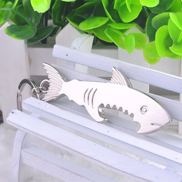 Bottle Opener Alloy Keychain And Opener Creative Fish Keychain 1 pc 2 in 1 Shark Shape Beer Opener Keyring Can Openers
