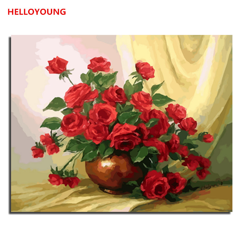 HELLOYOUNG Picture Flowers DIY Painting By Numbers Modern Wall Art Canvas Painting Acrylic Drawing Unique Gift For Home Artwork