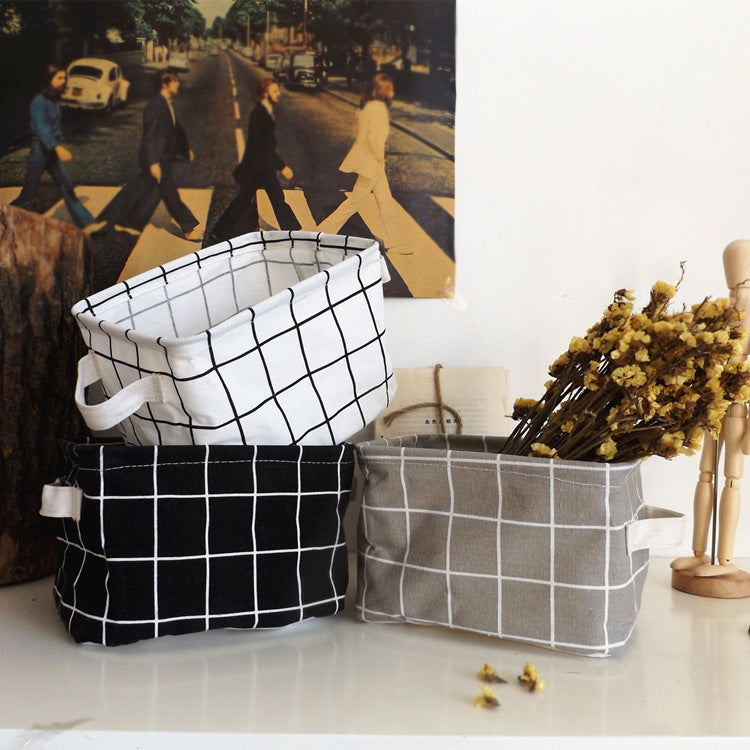Desktop Storage Basket Cute Printing Waterproof Organizer Cotton Linen Sundries Storage Box Cabinet Underwear Storage Bag