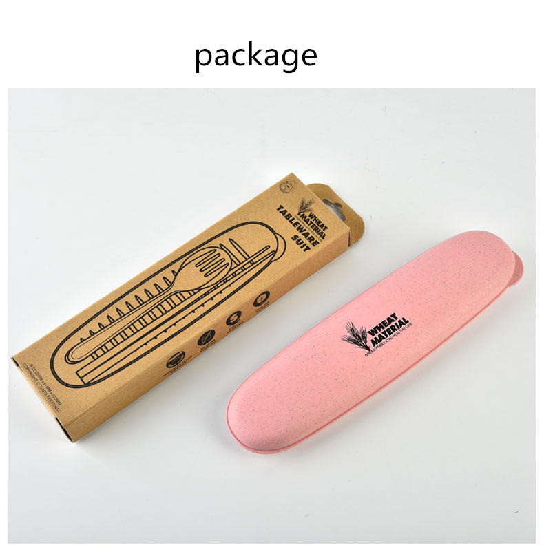 Portable Travel Cutlery Tableware Set Wheat Straw Dinnerware Sets Camping Picnic Kids School Gift Kitchen Tools